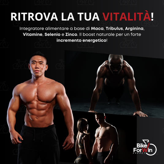 Bikeforwin Extra Strong Black Peruvian Maca + Tribulus Terrestris, Men's Supplement, 120 Capsules, Vitality and Energy, High Dosage, Made in Italy