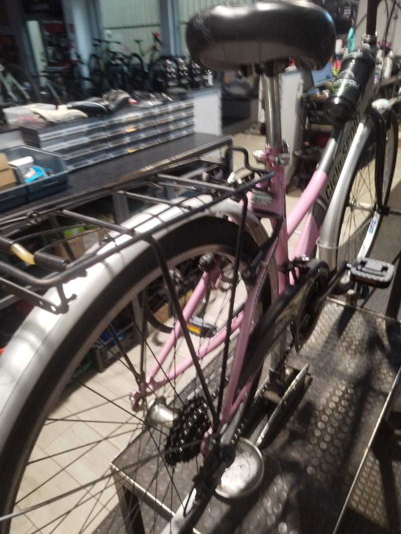 Carica immagine in Galleria Viewer, BICI CICLO SPORT OLANDA CITY TREKKING 26"X1.50 TAGLIA S ARGENTO-ROSA USATO-REVISIONATO