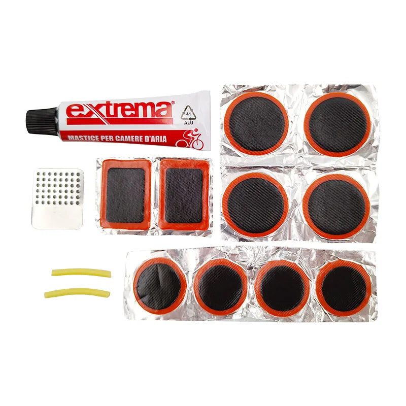 Kit Riparazione Trampolino 6 Pezzi, Toppe Autoadesive In Gomma 10x10 Cm Con Raschietto, Per Fori E Strappi, Nero E Giallo
