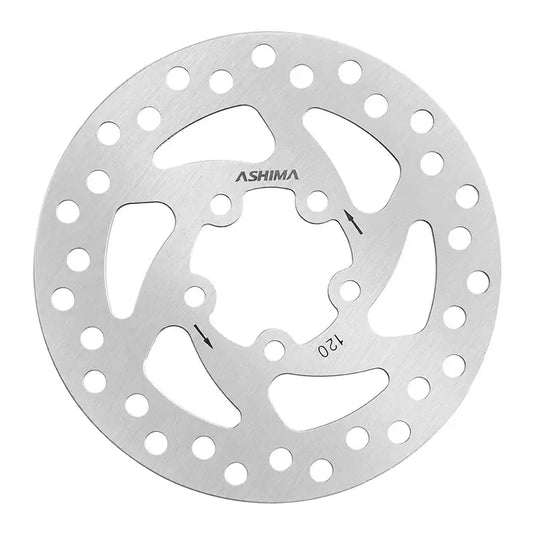 ASHIMA Disco Freno per Monopattino Elettrico 120mm Argento - Attacco 5 Fori