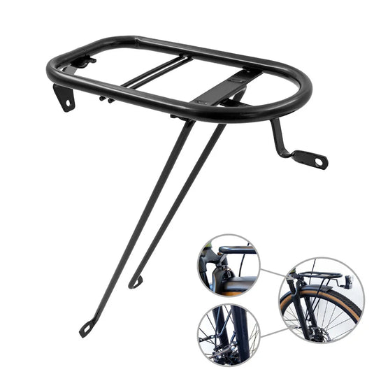 MVTEK Portapacchi Anteriore CITY BIKE 28" Acciaio Nero Opaco Attacco Stelo