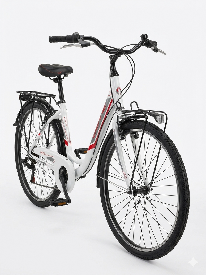 Carica immagine in Galleria Viewer, CASADEI CITY BIKE VENERE DONNA 26x1,75 6V TG44 BIANCO/ROSSO

