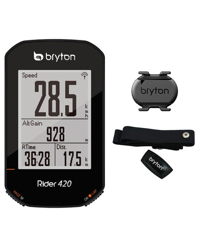 Bryton Rider 420T GPS Cycle Computer + Heart Rate Monitor + Cadence Sensor, Black