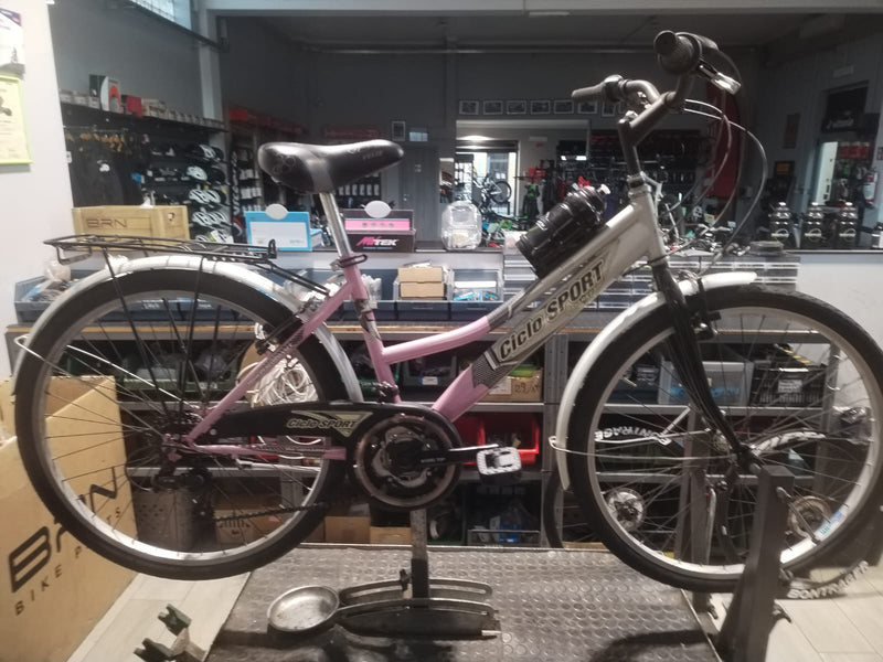 Carica immagine in Galleria Viewer, BICI CICLO SPORT OLANDA CITY TREKKING 26&quot;X1.50 TAGLIA S ARGENTO-ROSA USATO-REVISIONATO
