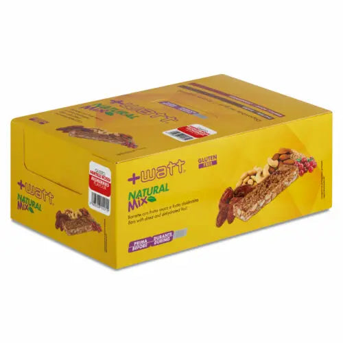 Load image into Gallery viewer, +WATT NATURAL MIX Dried fruit energy bar, box of 24 pieces 
