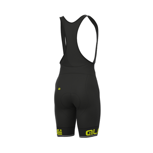 ALE Solid Pantaloncini salopette corti ciclismo nero giallo fluo